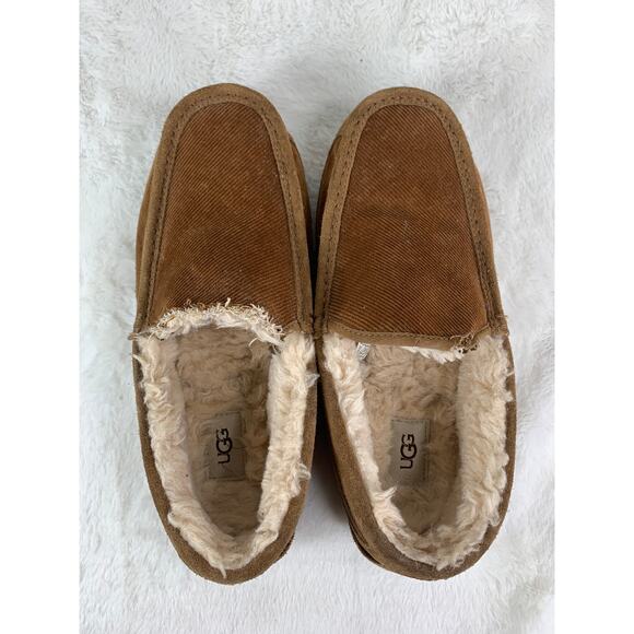 UGG Ascot Corduroy II Chestnut Suede Moccasin Slippers Men’s Size 10 - Picture 11 of 12